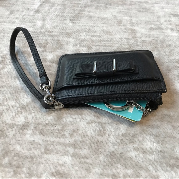 Black Mini Coach Wristlet With Bow - Picture 4 of 5